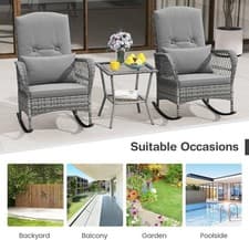 Image of 3pcs/set Rattan Garden Furniture Set Patio Coffee Table Chairs Sofa Outdoor