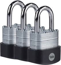 Image of Yale 40mm Laminated Steel Padlock for shed, gate, chain- Y125B/40/122/3 - 3 Pack