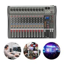 Image of 12 Channel Audio Mixer USB Bluetooth 48V Phantom Power Mixing Console
