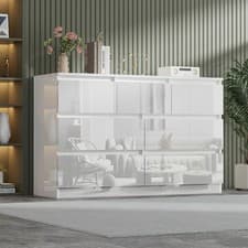 Image of 120CM6 7 8 Drawers High Gloss Chest Of Drawers Bedside Cabinet Tall Wide Storage