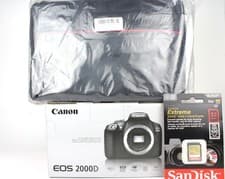 Image of Canon EOS 2000D 24.1MP Digital SLR Camera - Black (Body Only) + Bag, Brand New