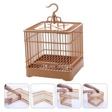 Image of Plastic Bird Cage Carrier Food Holder Travel Bride Hanging Standing for Parrot