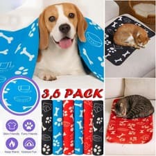 Image of 3, 6 Pack Pet Blanket Dog Cat Puppy Kitten Thin Soft Washable Polyester 55–80cm