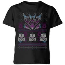 Image of Decepticons Classic Ugly Knit Kids' Christmas T-Shirt - Black