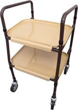 Image of Height Adjustable Strolley Trolley with 2 Shelves & Castor Wheels Steel Frame