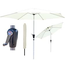 Image of Garden Parasol Patio Table Umbrella Sun Shade Crank Handle Waterproof 2.7M