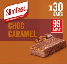 Image of SlimFast Snack Bar, Low Calorie Snack, Choc Caramel Flavour, 30 x 26 g