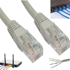 Image of RJ45 Ethernet Network LAN Cable Genuine Cat 5e Lead Patch 0.50m to 30m Grey Lot