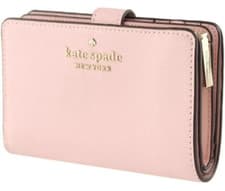 Image of Kate Spade NY Madison Medium Compact Bifold Wallet Conch Pink Saffiano Leather