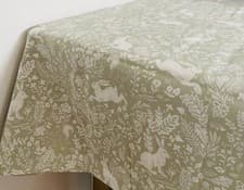 Image of Forest Life Rabbit Design Kitchen Linen Inspired by William Morris in Green