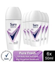 Image of 6x Sure Women Motion Sense AP Deodorant Rollon 72H Nonstop, Pure Fresh - 50ml