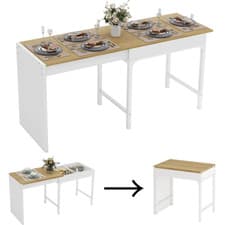 Image of Extendable Dining Table 4-6 Large Wooden Kitchen Desk Space Saving 80-160cm