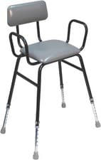 Image of Aidapt Black Perching Stool With Arms and Padded Seat Heavy Duty Mobility Seat
