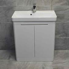 Image of Curved Vanity Basin Unit Sink Gloss White Ross 550mm and 700mm with Tap Option