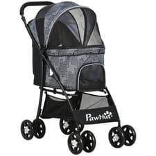 Image of PawHut Pet Stroller Dog Pram Pushchair Cat Travel Carriage Universal Wheels Grey