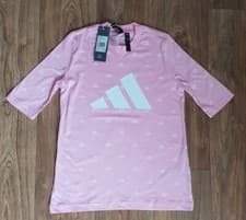 Image of 🔥Girls Adidas T-Shirt Repeat Logo Children Top Pink Kids Junior 