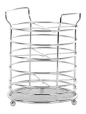 Image of Utensil Holder Chrome Cutlery Holder Net Bottom Kitchen Organizer