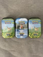 Image of 3 X Pokemon Go Mini Tins: 2 X Eevee, 1 X Magikarp. New Sealed Pokemon TCG