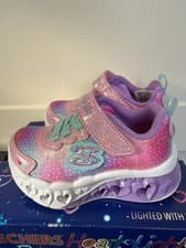 Image of New Skechers Flutter Hearts Light-Up Trainers Girls, Infant Size UK 4