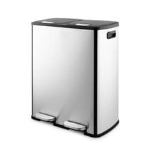 Image of Swan 60L Recycling bin with 2 x 30L Compartments, Stainless Steel SWKA4408SS