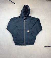 Image of Carhartt Black Hooded Zip Up Work Jacket / Active Jacket Size Large / L