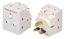 Image of 3 Way 13A Switched Surge Protected adaptor UK Mains Plug-in With Neon Switched