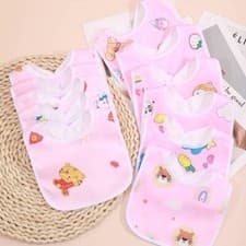 Image of Baby Bibs Blue Pink Waterproof No Mess Free Eating Babies Newborn Toddler Shower