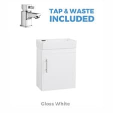Image of Compact Bathroom Vanity Unit & Basin Sink Cloakroom 400mm Wall Hung
