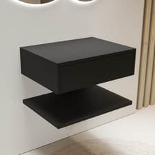 Image of 600mm Black Wall Hung Countertop Vanity Unit with Shelf - Lugo BeBa_28139
