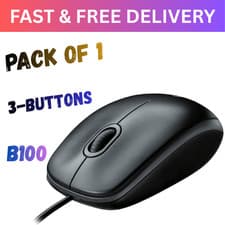 Image of Logitech B100 Wired USB Mouse 3-Buttons Optical Tracking Ambidextrous PC / Ma