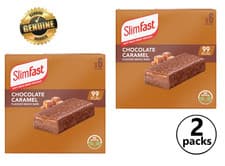 Image of 2x SlimFast Snack Bars Chocolate Caramel Flavour Bar Low Calorie x6 25g