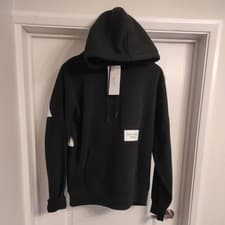 Image of Calvin Klein Jeans Men's Bold Logo Black And White Hoodie. UK Med Bnwt