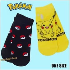 Image of Pokemon Pikachu Pokeball Kids Trainer Socks Double Pack Sock Child One Size NEW