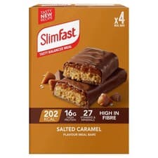 Image of Slimfast Salted Caramel Meal Replacement Bars 4 x 60g, Supports Immunity