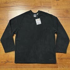 Image of Vintage Guess Fleece Sweater Youth L Black V Neck Classic Fit Oversized NOS Y2K
