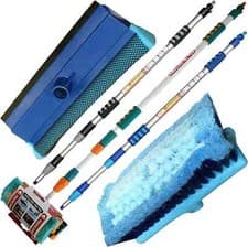 Image of 3M ALUMINIUM TELESCOPIC Water Fed Extendable Car Wash Window C SQUEEGEE Brush UK