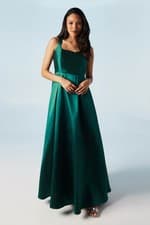 Image of Coast Womens Bridesmaids Dress Emerald Scoop Neck Full Skirt Elegant A-Line