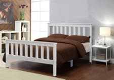 Image of White 3ft 4ft Wooden Bed Frame Pinewood Single Small Double Optional Mattress UK