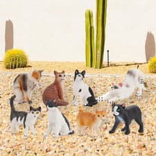 Image of Cute Cat Figurines Small Miniature Animal Toys Ornament Realistic Detailed