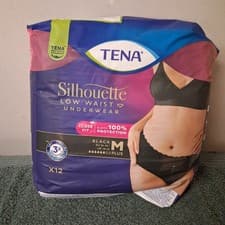 Image of Tena Silhouette Women's Incontinence Pants Size Medium Pack of 12 Black New