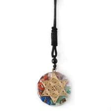 Image of Chakra Orgone Necklace Resin Pendant Set With Healing Crystals Cord Necklace