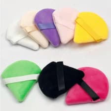 Image of 10Pcs Cosmetic Powder Puff,Triangle,Ribbon,Mini Make UP,Setting&Baking,Velvet UK
