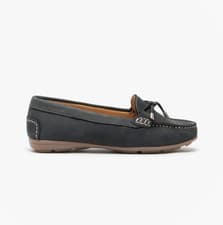 Image of Hush Puppies Maggie Womens Nubuck Slip-On Memory Foam Casual Navy Loafers