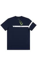 Image of Hugo Boss T-Shirt Men's Large Navy Logo Stripe Cotton Stretch Regular Fit NWT
