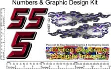 Image of R/C Vinyl Decal 1/10th Scale Bevel 2-D Red (# 5's) Graphic Skull Kit R122
