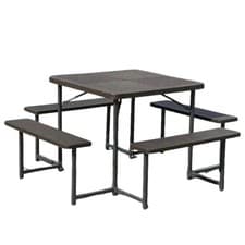 Image of Square Picnic Table Set - 8 person - 1 table & 4 benches - Vivo Fuori 86cm 34"