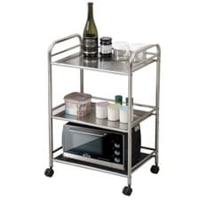 Image of 3 Tier Kitchen Trolley Stainless Steel with Wheel Kitchen Cart Sliver Storage