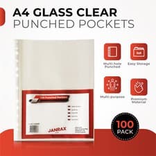 Image of Pack of 500 A4 Glass Clear Punched Pockets by Janrax - Copy Safe Acid Free