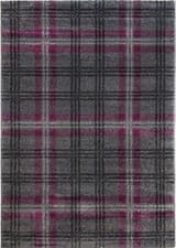 Image of Silver Tartan Rug Runner Purple Traditional Classic Plaid Criss Cross Mat