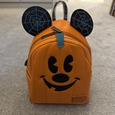 Image of Loungefly Pumpkin Mickey 2020 Halloween Mini Backpack Bag New with Tags Disney
